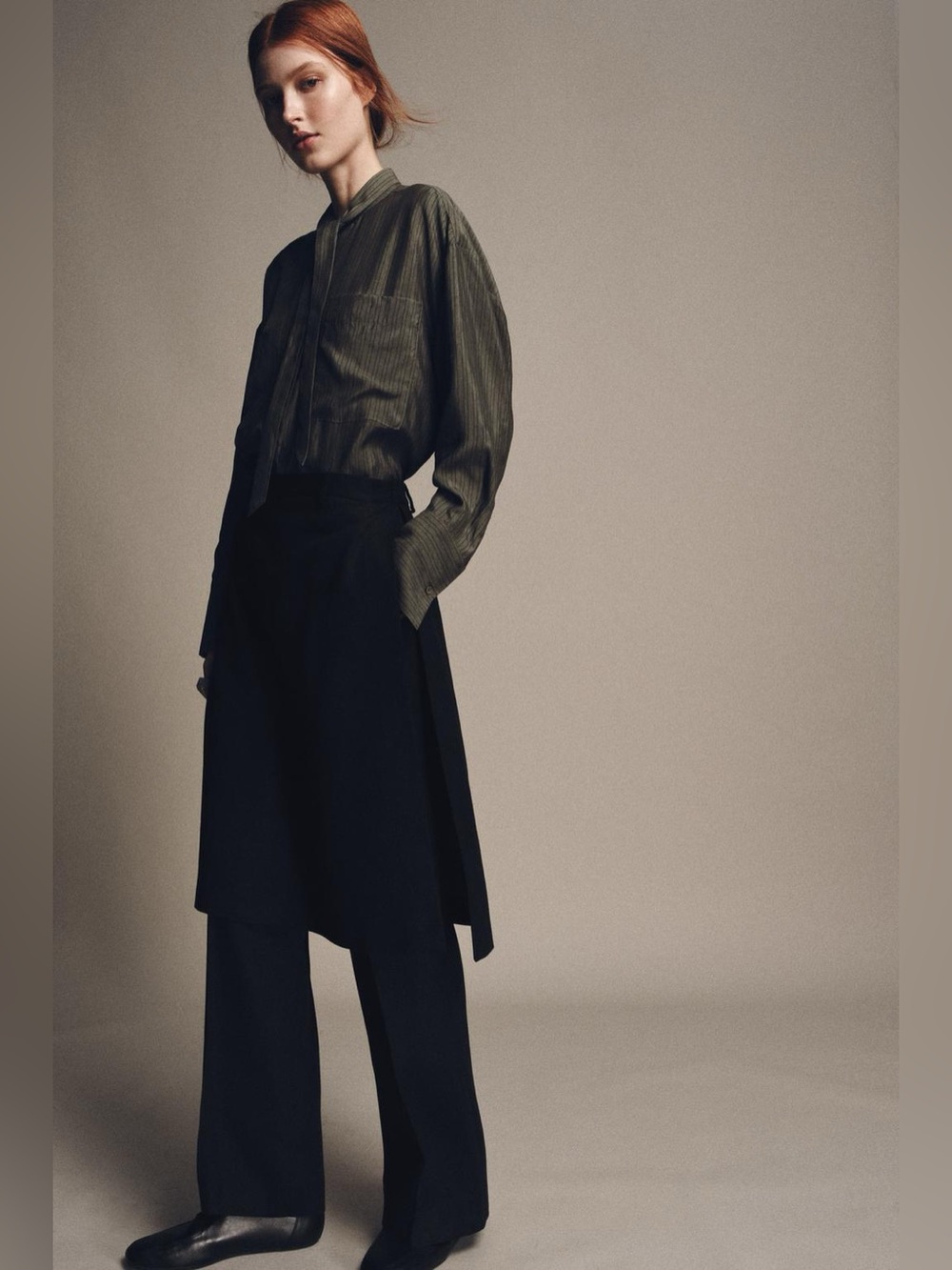 NWOT Zara ZW Collection Pareo Over Skirt Straight Leg Trousers.